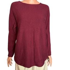 Michael Michael Kors Burgundy Knit Tunic Top Large Lagenlook Curved Hem Preppy